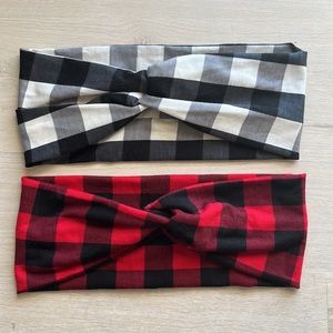 Buffalo Red and Black Plaid OR White and Black Plaid Turban Twist Headbands